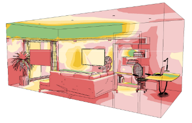 lh-8 In this alternative image, more indirect light is present, The eye is naturally directed towards lit wall surfaces. Ceiling surfaces are brighter, comfort and interest exists, and all can be increased for cleaning other household tasks.